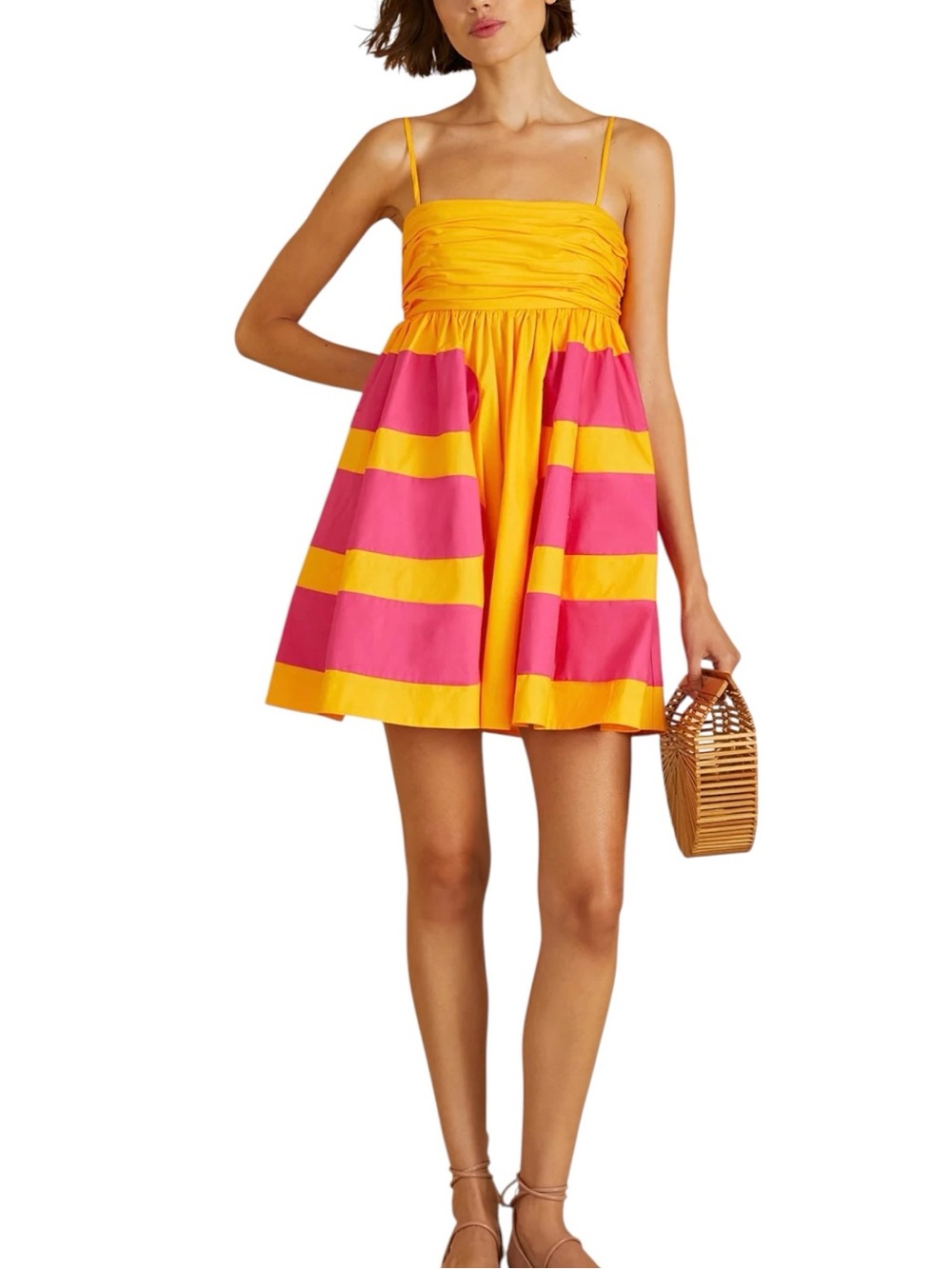 AMUR Aslin Colorblock Dress Size 4 Fuchsia Pink Marigold Mini NWT Sample - Picture 4 of 12